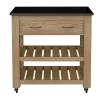 Kitchen Island (Oak) Two Drawer With Black Granite Top