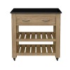 Kitchen Island (Oak) Two Drawer With Black Granite Top