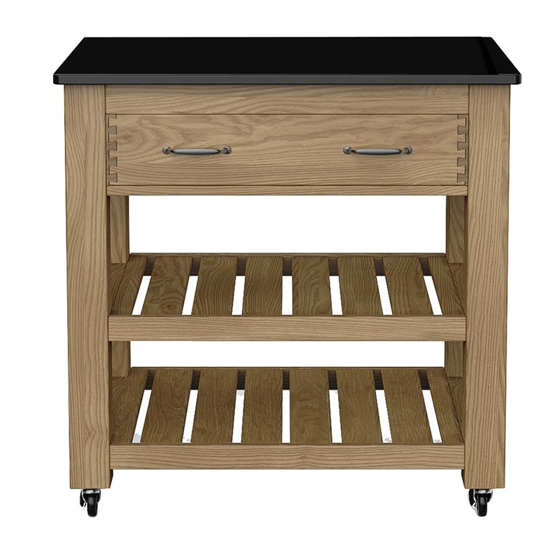 Kitchen Island (Oak) Two Drawer With Black Granite Top