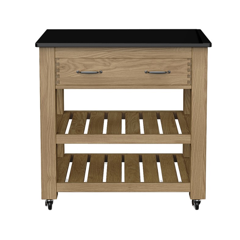 Kitchen Island (Oak) Two Drawer With Black Granite Top