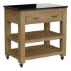 Kitchen Island (Oak) Two Drawer With Black Granite Top