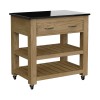 Kitchen Island (Oak) Two Drawer With Black Granite Top