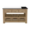 Kitchen Island (Oak) Three Drawer With Black Granite Top