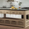 Kitchen Island (Oak) Four Drawer With Black Granite Top
