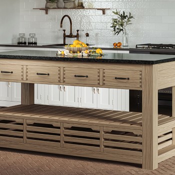 Kitchen Island (Oak) Four Drawer With Black Granite Top