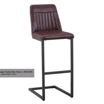 Vintage Brown Leather Bar Stool