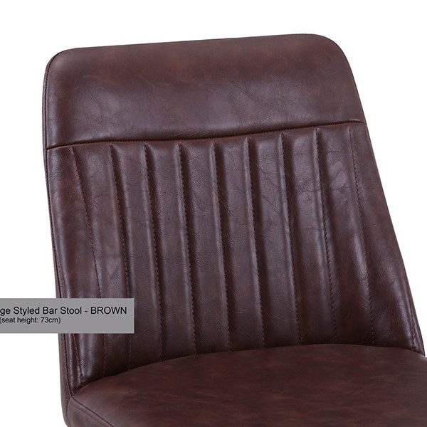 Vintage Brown Leather Bar Stool