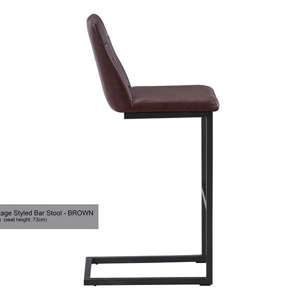 Vintage Brown Leather Bar Stool