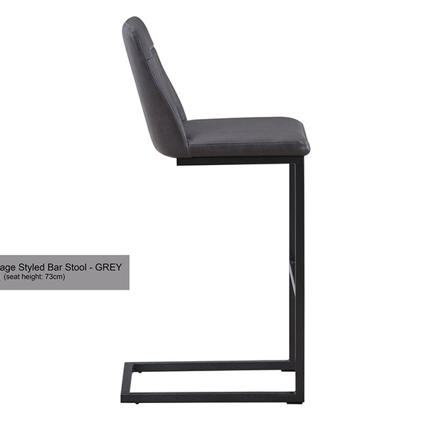 Vintage Grey Leather Bar Stool