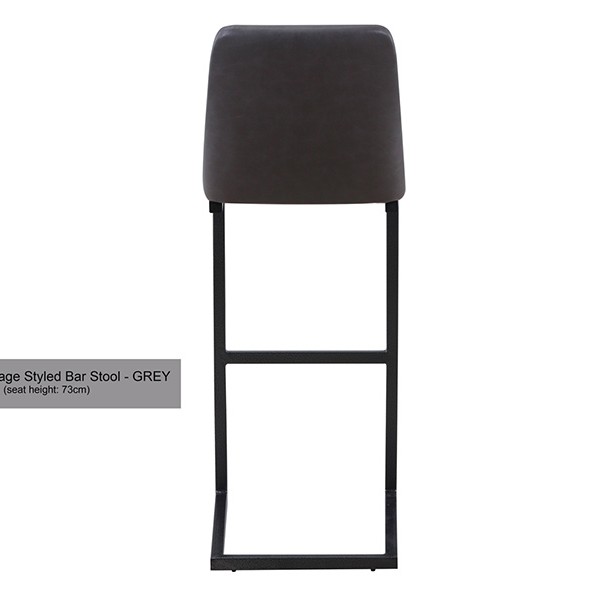 Vintage Grey Leather Bar Stool