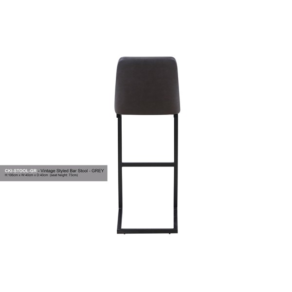 Vintage Grey Leather Bar Stool