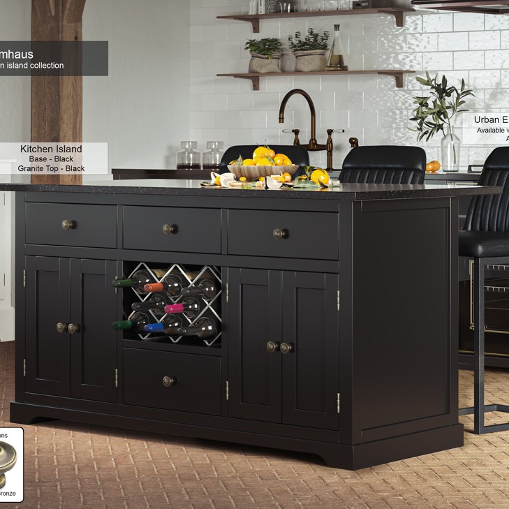 Black Kitchen Island With Black Granite Worktop