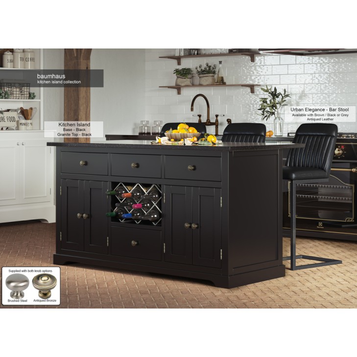 Black Kitchen Island With Black Granite Worktop