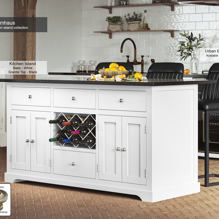 White Kitchen Island With Black Granite Worktop