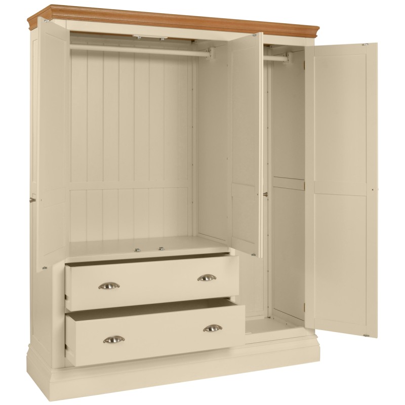 Lundy Painted Triple Wardrobe with Drawers