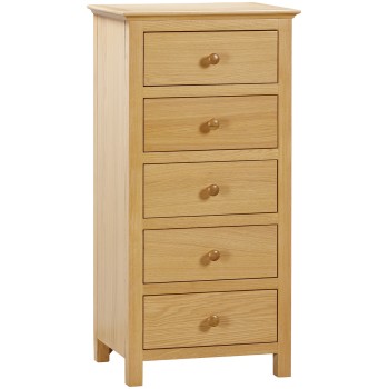 Moreton Oak 5 Drawer Tall Chest