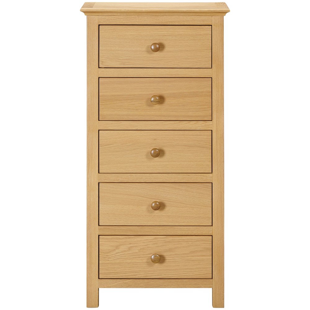 Moreton Oak 5 Drawer Tall Chest