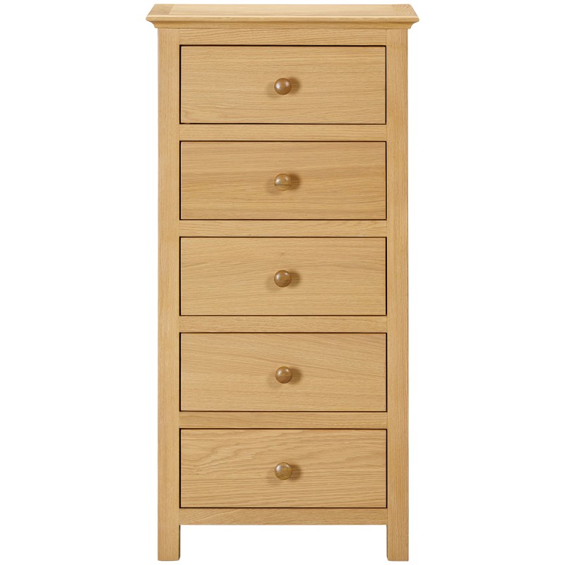 Moreton Oak 5 Drawer Tall Chest
