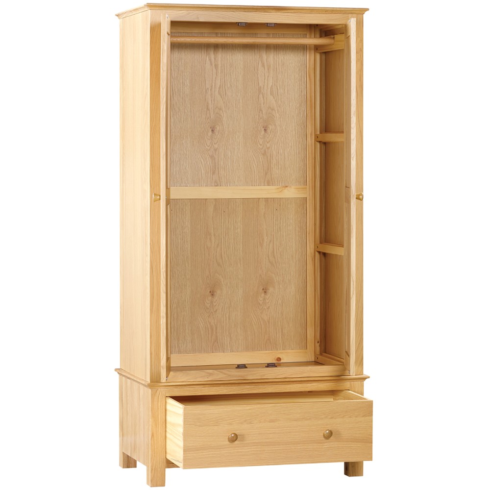 Moreton Oak Double Wardrobe with 1 Drawer