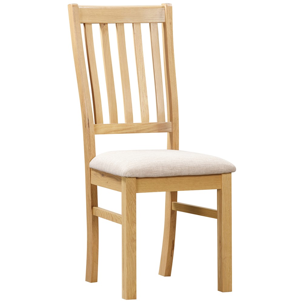 Moreton Oak Fabric Seat Slat Back Dining Chair