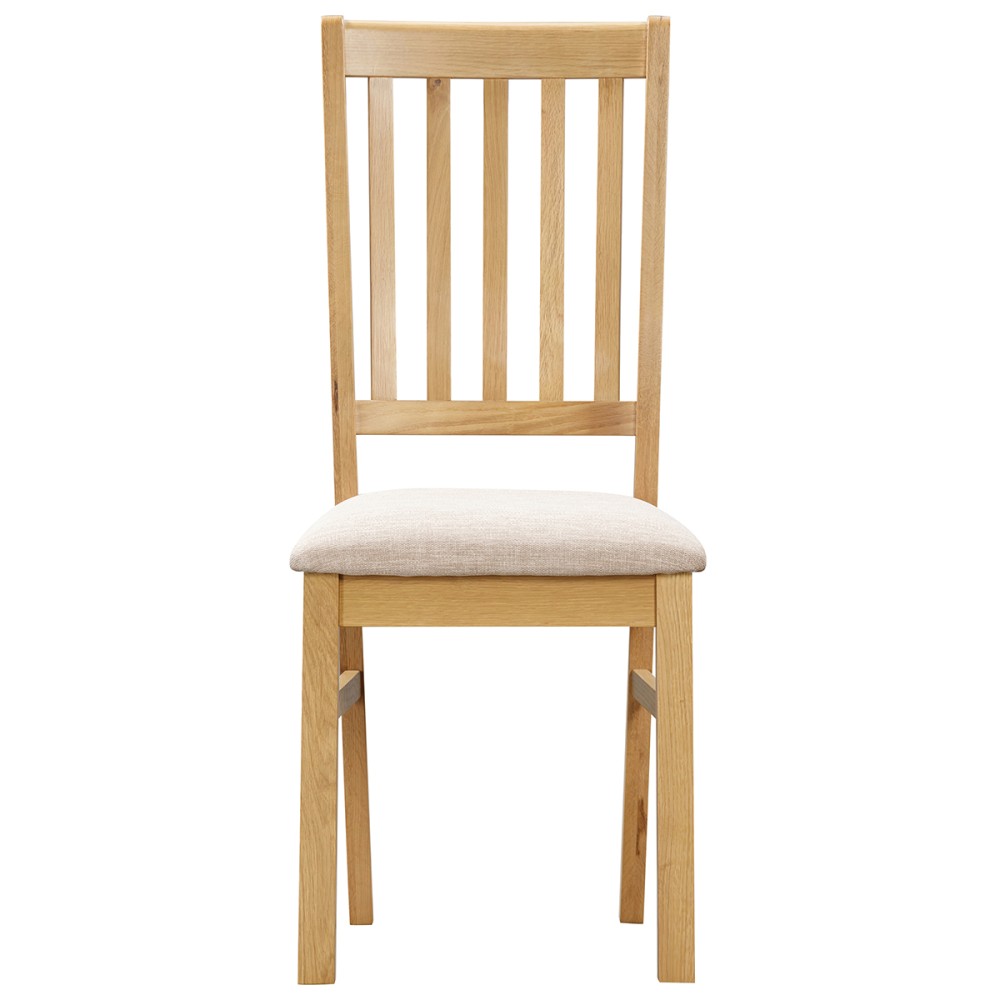 Moreton Oak Fabric Seat Slat Back Dining Chair Moreton Oak Fabric Seat Slat Back Dining Chair