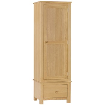 Moreton Oak Single Wardrobe with 1 Drawer