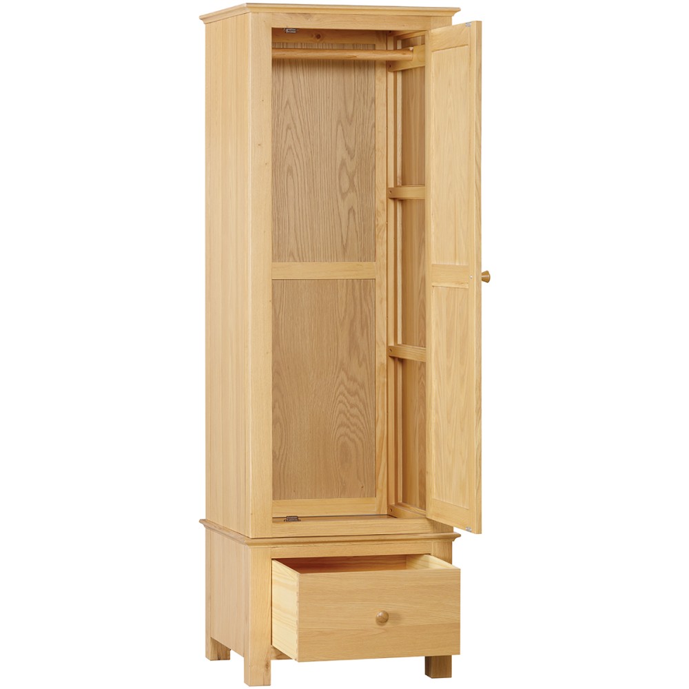 Moreton Oak Single Wardrobe with 1 Drawer