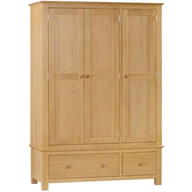 Moreton Oak Triple Wardrobe with 2 Drawers