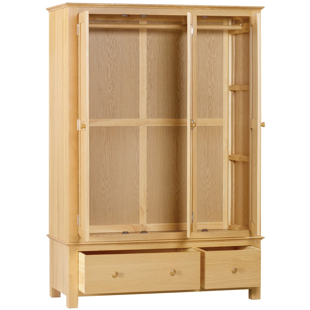 Moreton Oak Triple Wardrobe with 2 Drawers