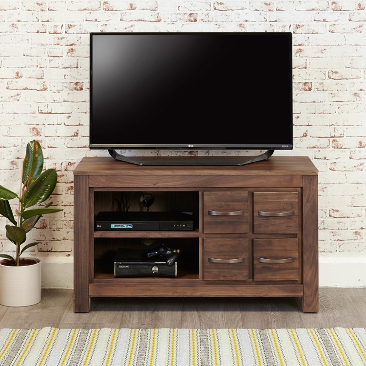 Mayan Walnut Four Drawer Television Cabinet