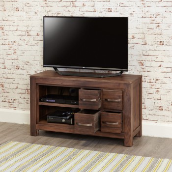 Mayan Walnut Four Drawer Television Cabinet
