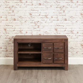 Mayan Walnut Four Drawer Television Cabinet