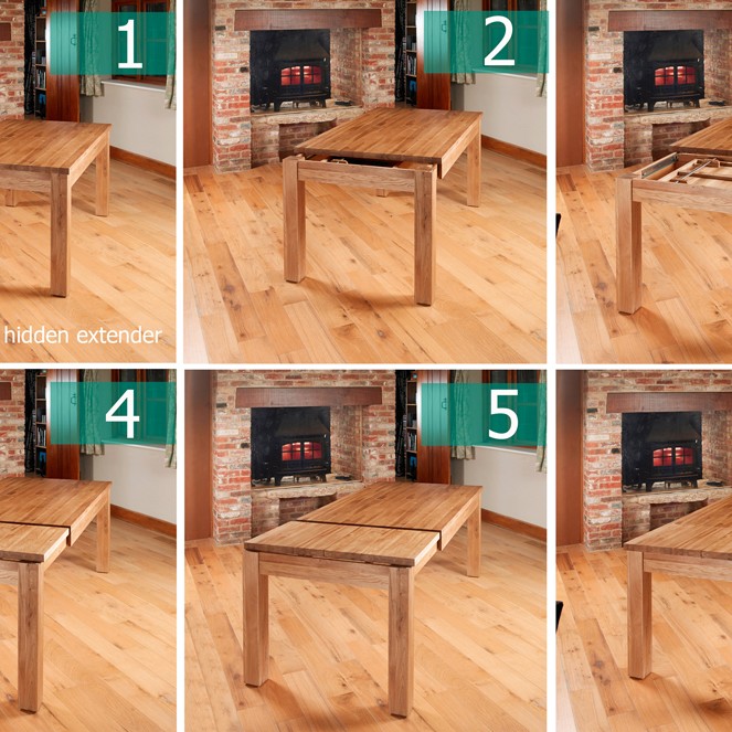 Mobel Hidden Extending Oak Dining Table (Seats 4-8)