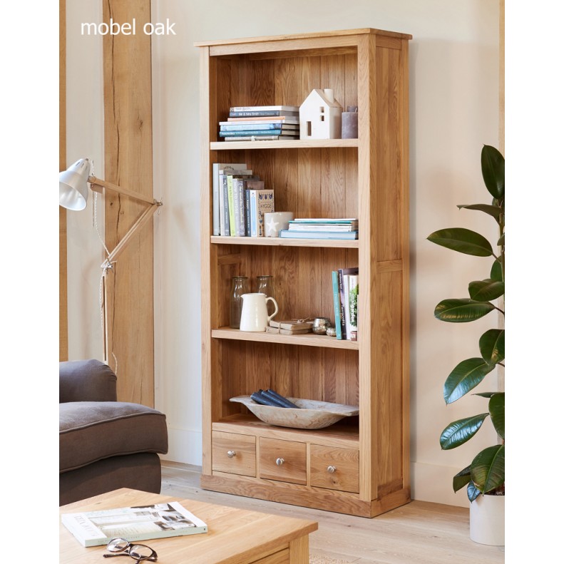 Mobel Oak Large 3 Drawer Bookcase