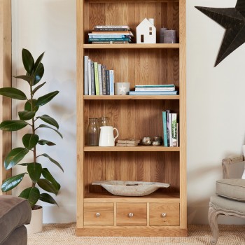Mobel Oak Large 3 Drawer Bookcase