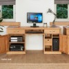 Mobel Oak Large Hidden Office Twin Pedestal Desk