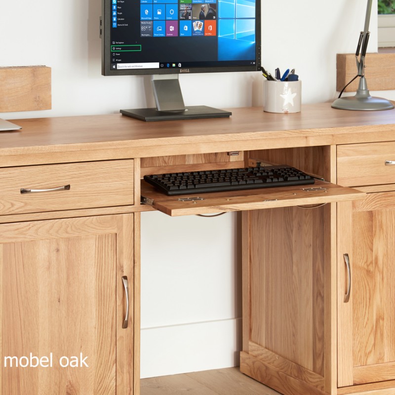 Mobel Oak Large Hidden Office Twin Pedestal Desk