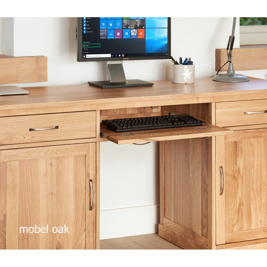Mobel Oak Large Hidden Office Twin Pedestal Desk Mobel Oak Large Hidden Office Twin Pedestal Desk