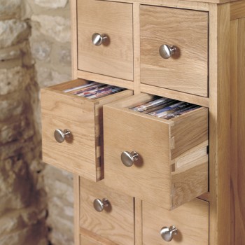 Mobel Oak Multi Drawer DVD / CD Storage Chest
