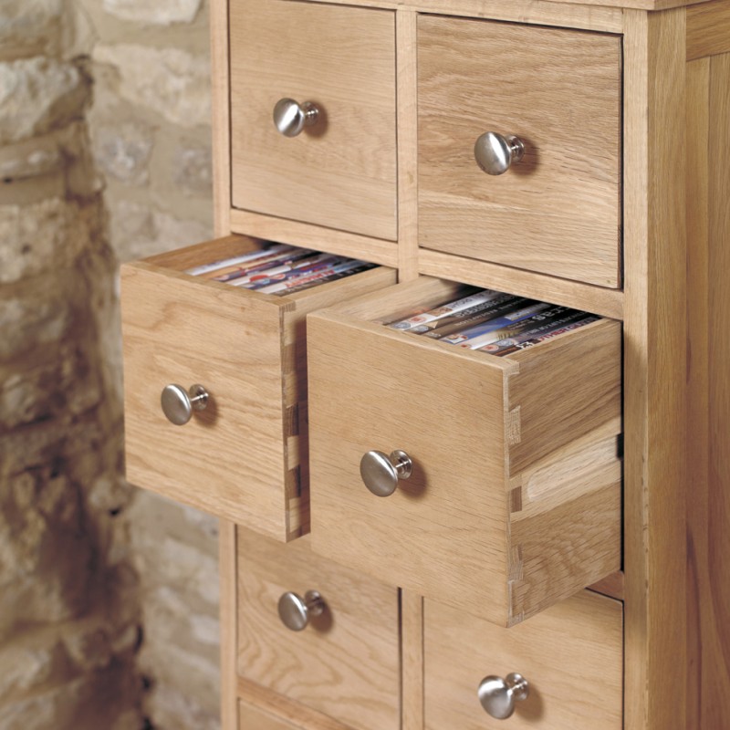Mobel Oak Multi Drawer DVD / CD Storage Chest