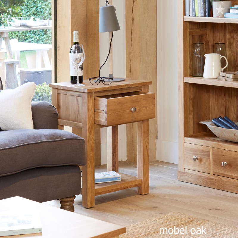 Mobel Oak One Drawer Lamp Table
