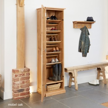 Mobel Oak Tall Shoe Cupboard