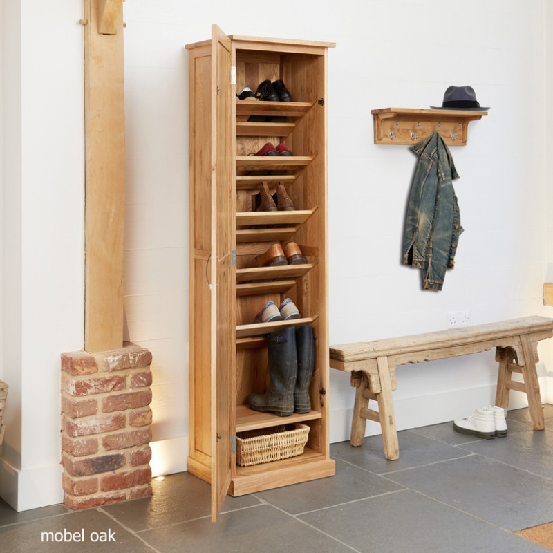 Mobel Oak Tall Shoe Cupboard
