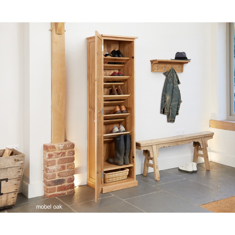 Mobel Oak Tall Shoe Cupboard