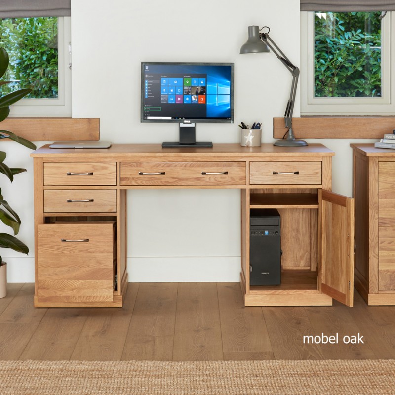 Mobel Oak Twin Pedestal Computer Desk