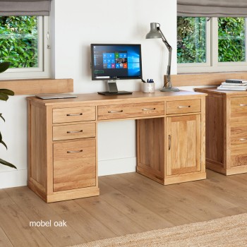 Mobel Oak Twin Pedestal Computer Desk