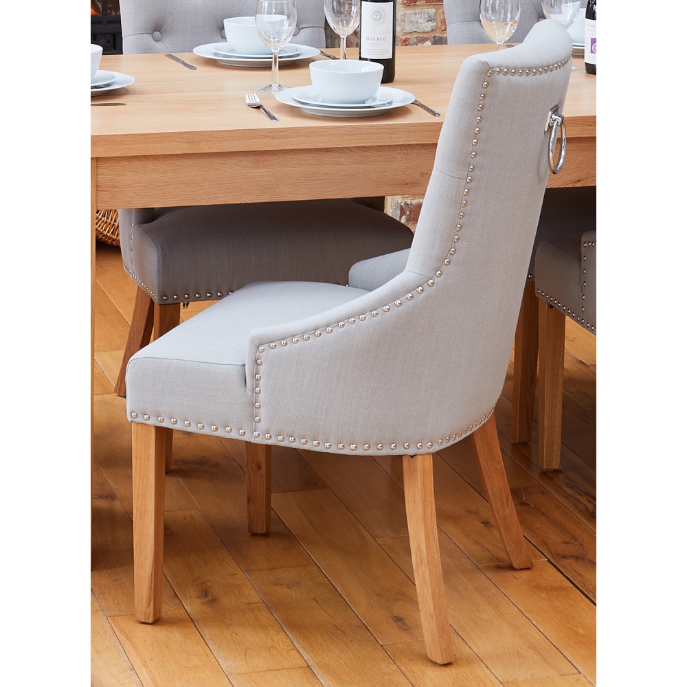 Mobel Oak Luxury Grey Upholstered Dining Chair