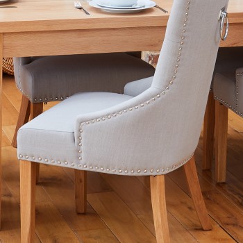 Mobel Oak Luxury Grey Upholstered Dining Chair