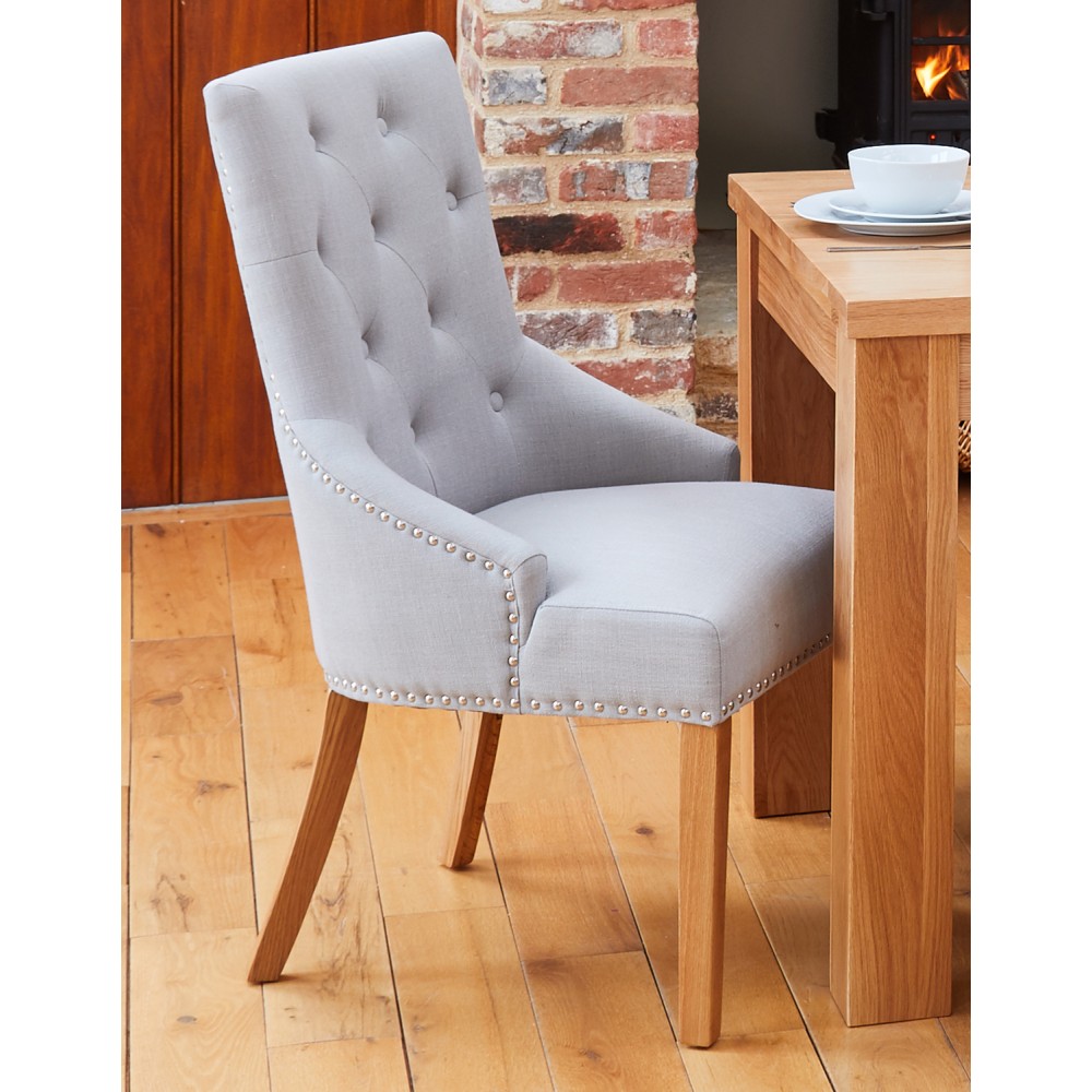 Mobel Oak Luxury Grey Upholstered Dining Chair