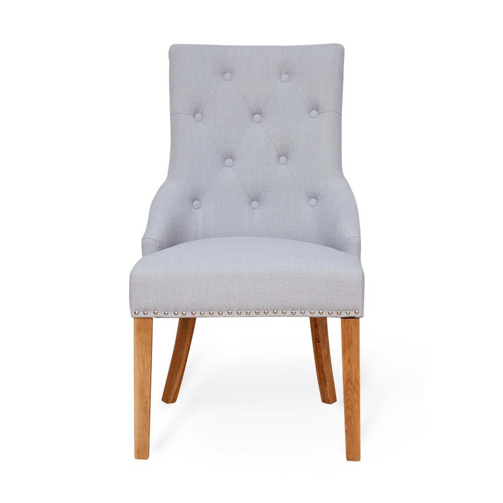 Mobel Oak Luxury Grey Upholstered Dining Chair